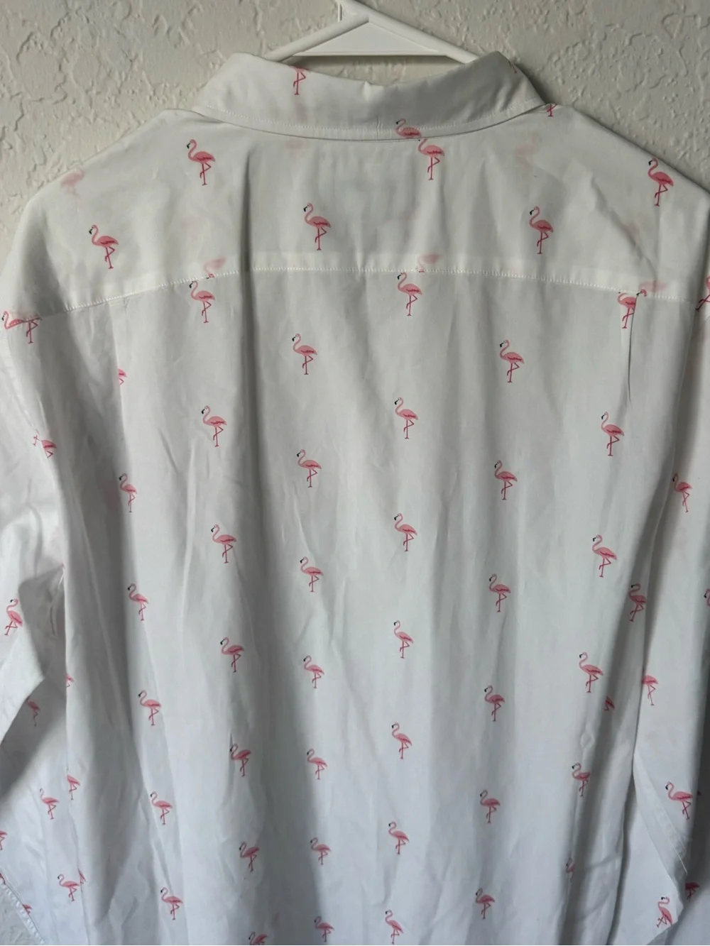 Bonobos White Button-Down Shirt with Pink Flamingo Print